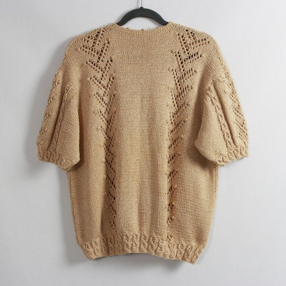 Handmade Yellow Mixed-knit Short Sleeve Cardigan - Picture 13 of 14